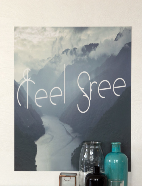 Feel free, plakposter, teksten, illustraties, custom, fun, wall, stickers, muur