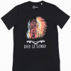 mannen, men, t-shirt, mens shirt, zwart, opdruk, native, native - american, south - american, indiaan, inheems, indigenous, rood, geel, blauw, veren, v-hals, print, Dee li loko, ten-eight design,korte mouwen, colour black, v-neck, short sleeves, red, blue, yellow, witte opdruk, tekst, arowaks